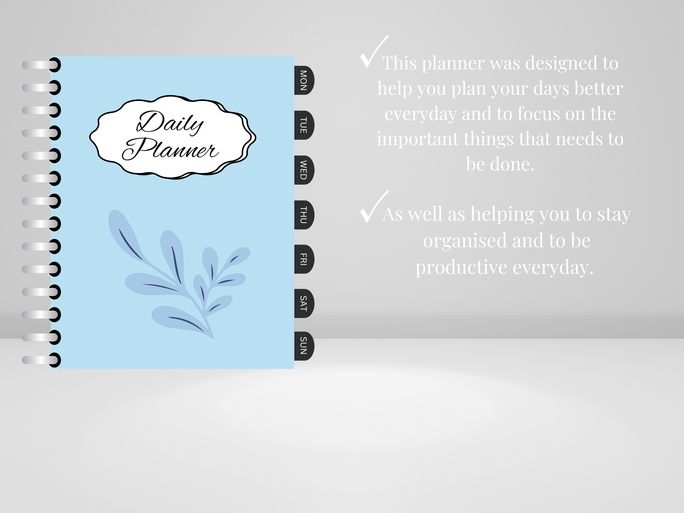 Digital Daily Planner - with Hyperlinked tabs, Blue - Image 3