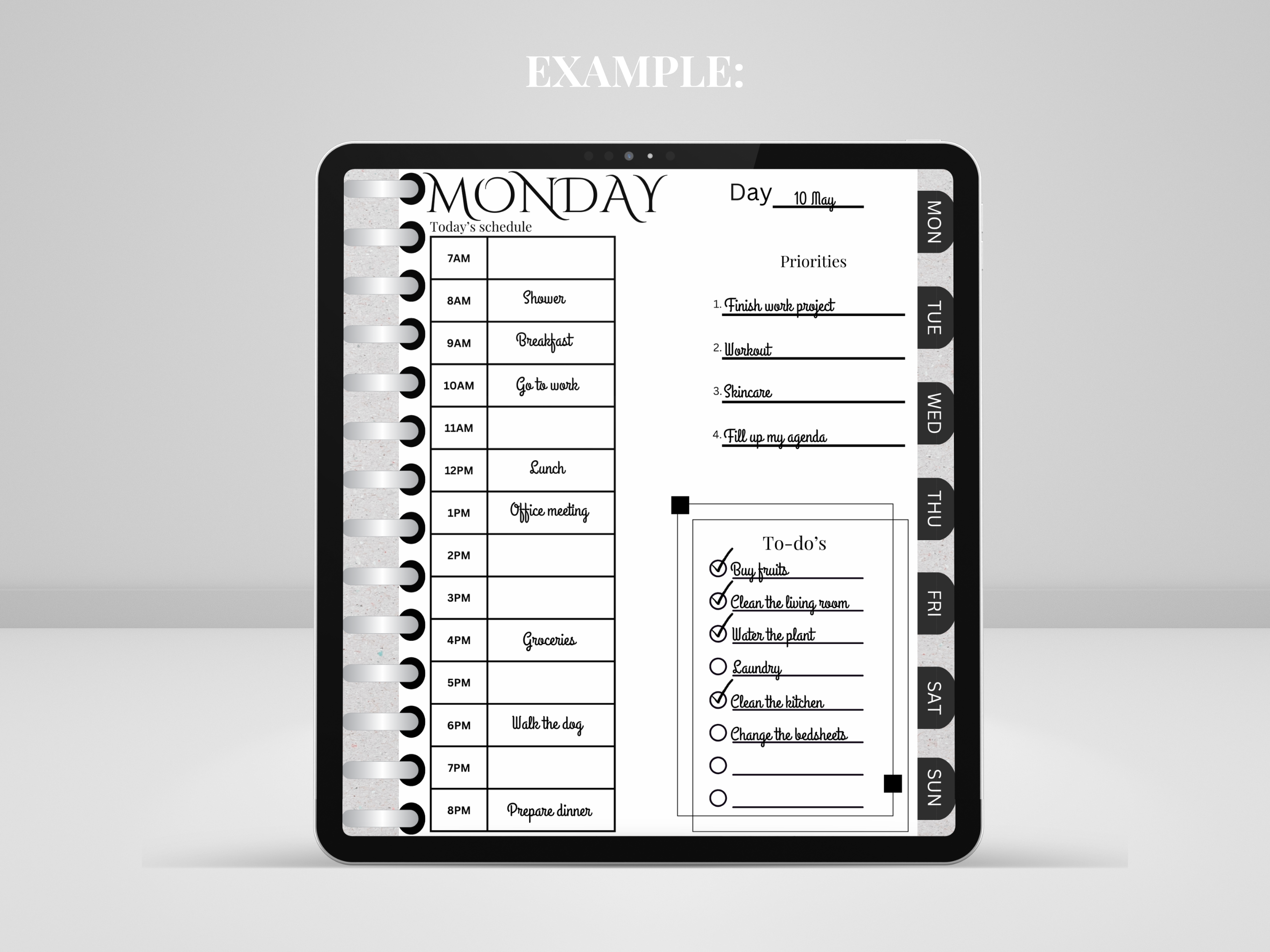 Digital Daily Planner - with Hyperlinked tabs, Grey - Image 2
