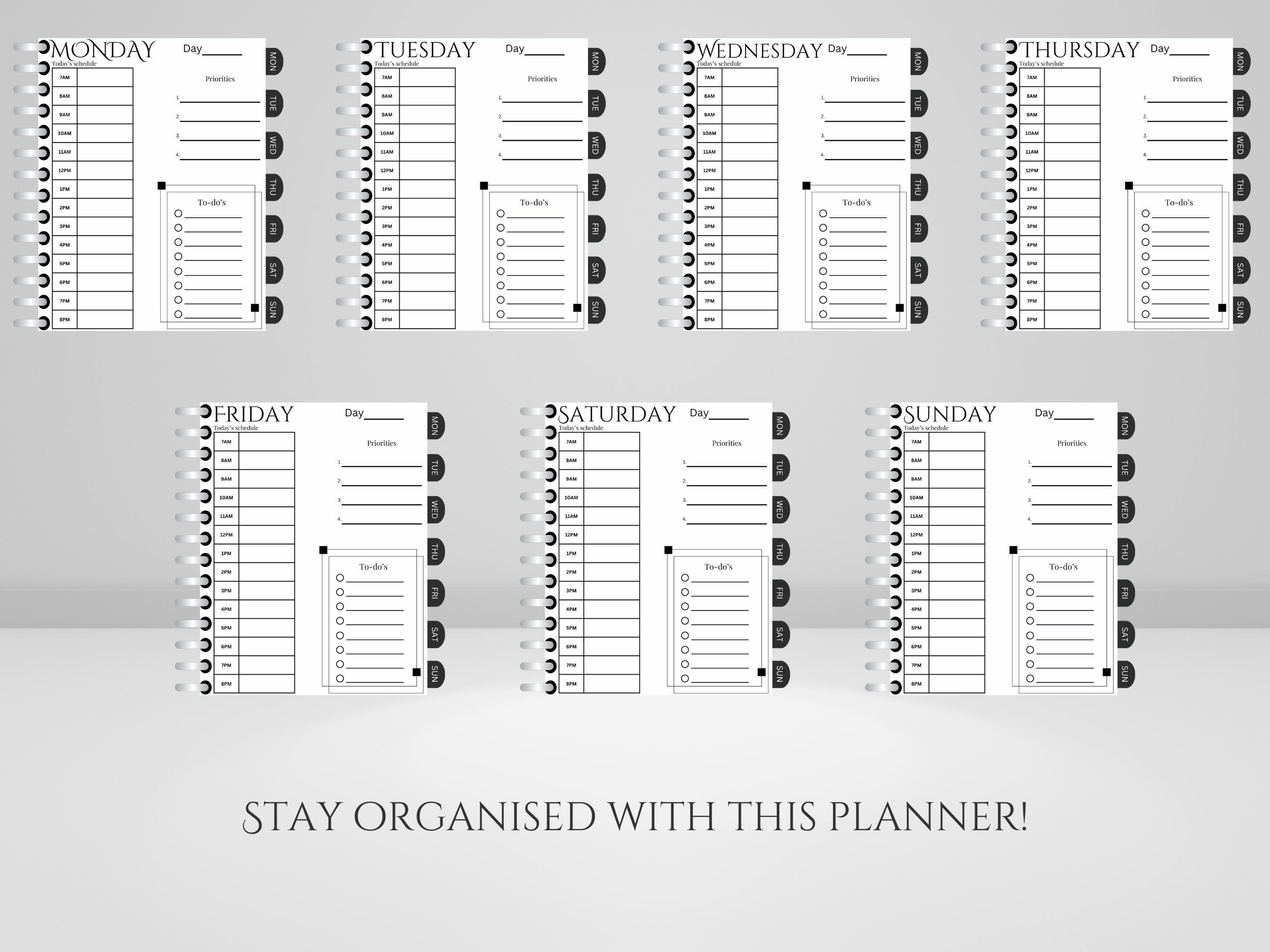 Digital Daily Planner - with Hyperlinked tabs, Grey - Image 5