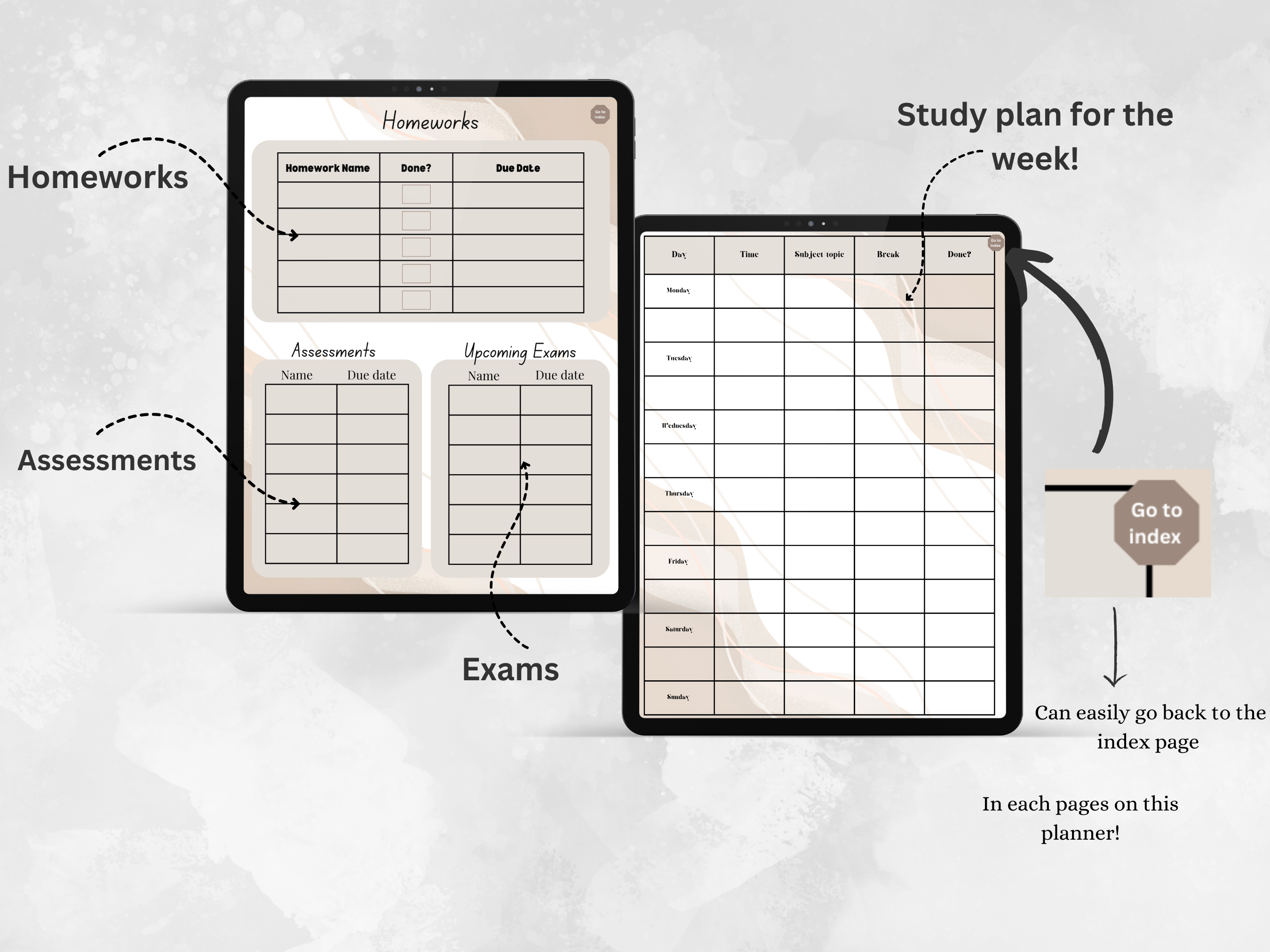 Student Digital Planner, Undated Calendar, Study Schedule, Academic Planner - Image 4