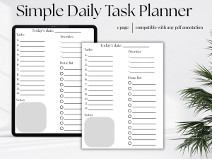 Simple Digital Daily Task Planner, Daily Planner, Task Planner ...