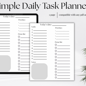 Simple Digital Daily Task Planner, Daily Planner, Task Planner