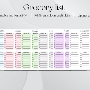 Grocery List, Printable and Digital, Food Grocery List, Grocery Planner