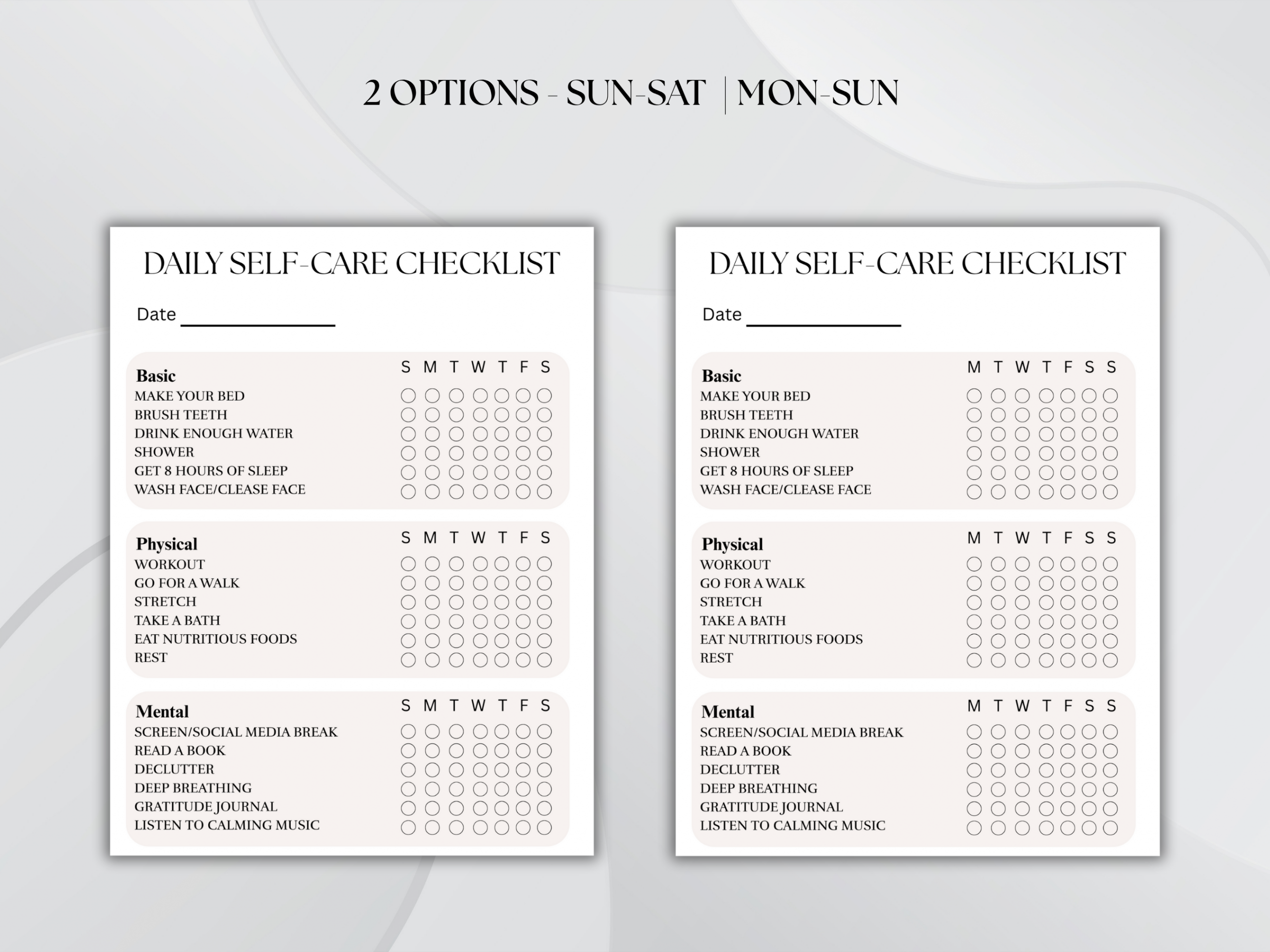Self-Care Checklist - Printable and Digital - Image 3