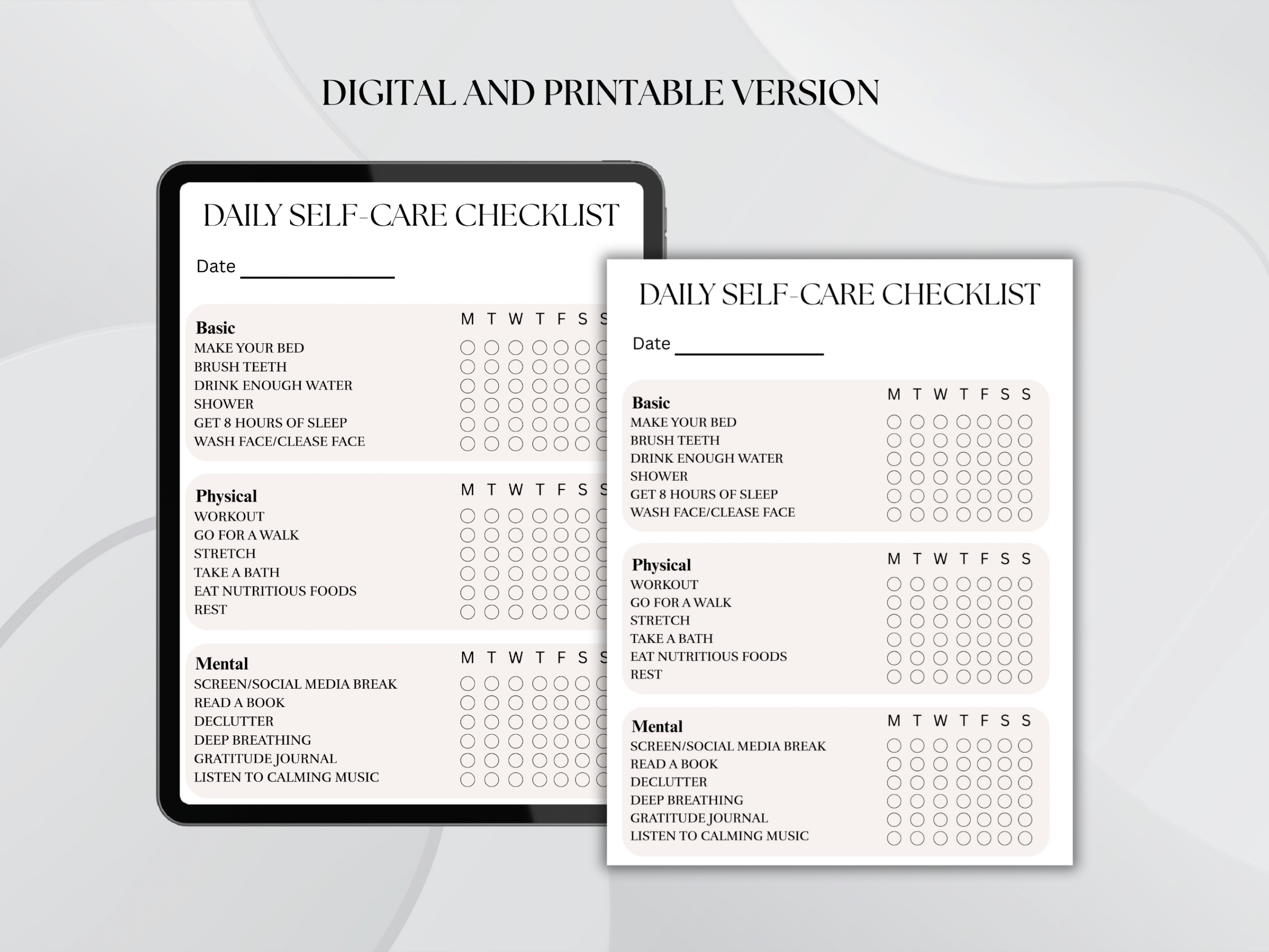 Self-Care Checklist - Printable and Digital - Image 4
