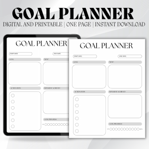Minimal Goal Planner - Printable and Digital