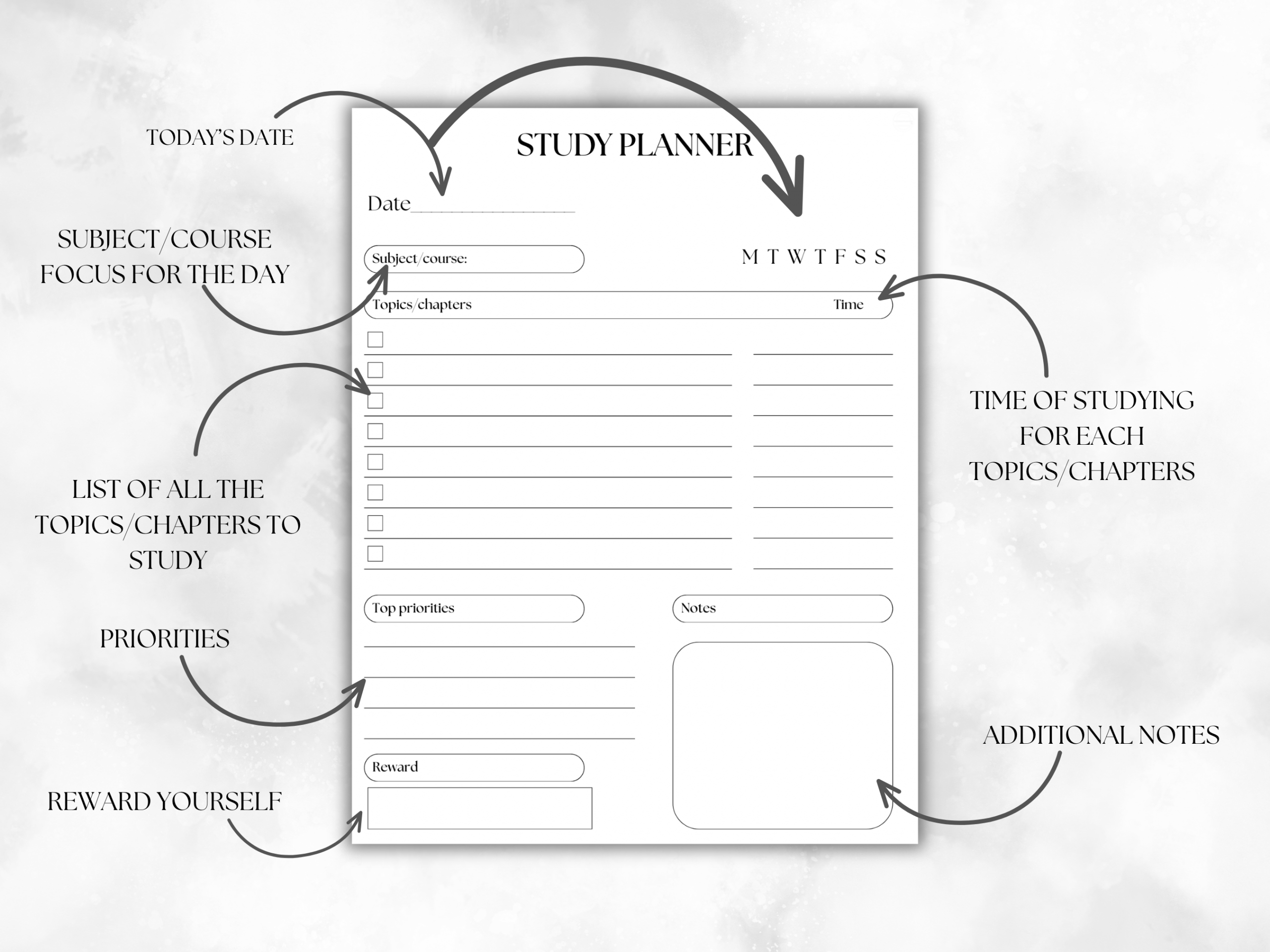 Minimalist Study Planner - Digital and Printable - Image 3